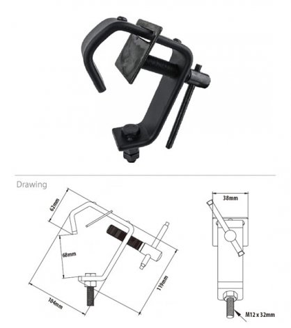 KUPO C-12B Heavy duty Steel Clamp - Black
